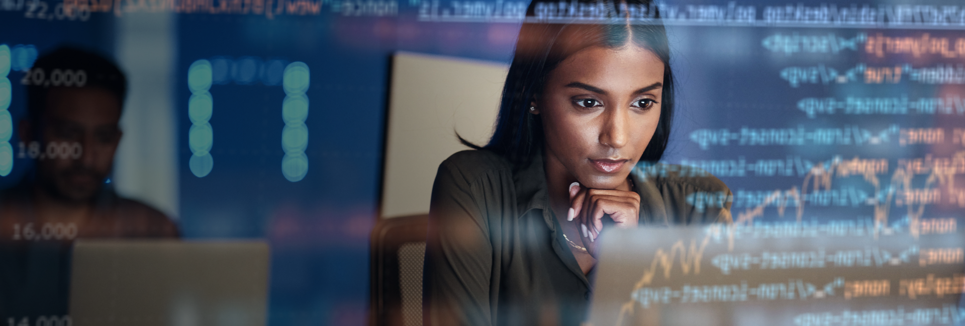 Untitled design - 3 Woman working to prevent cyber attacks.