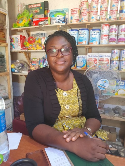 Modupeola Lucy Asuku in her Lagos store. (Photo courtesy Accion MfB)